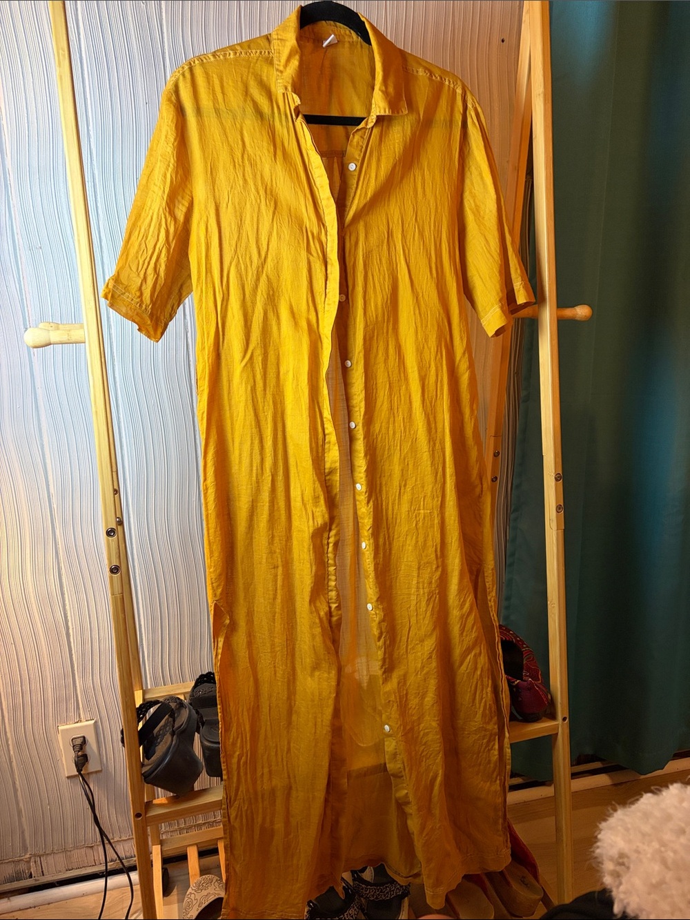 SIR the label Mustard Yellow Button-Front Maxi Dress